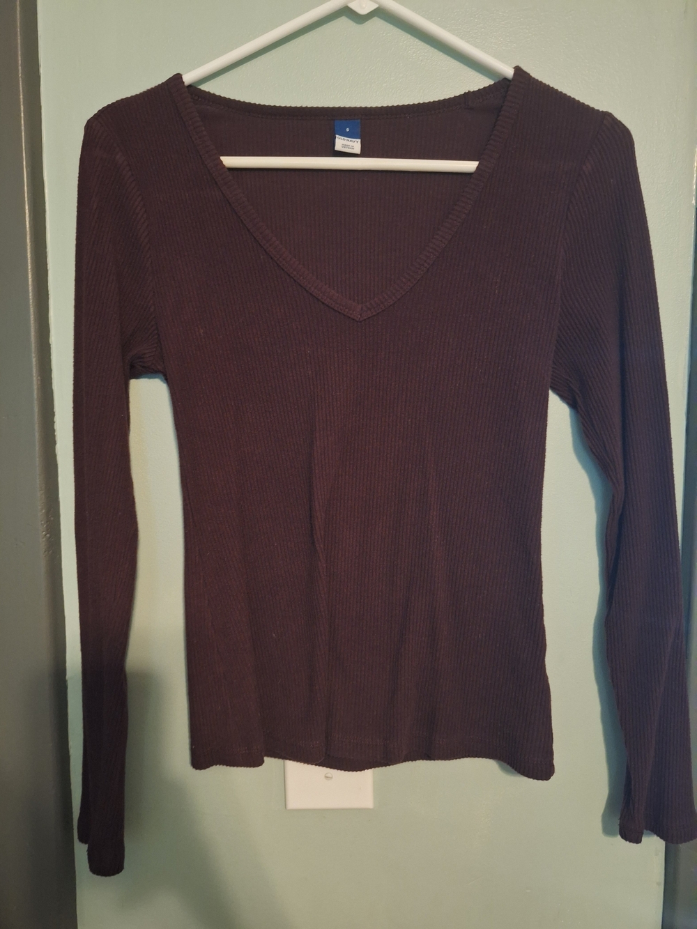Women’s Ribbed V-Neck Long Sleeve Top - Purple